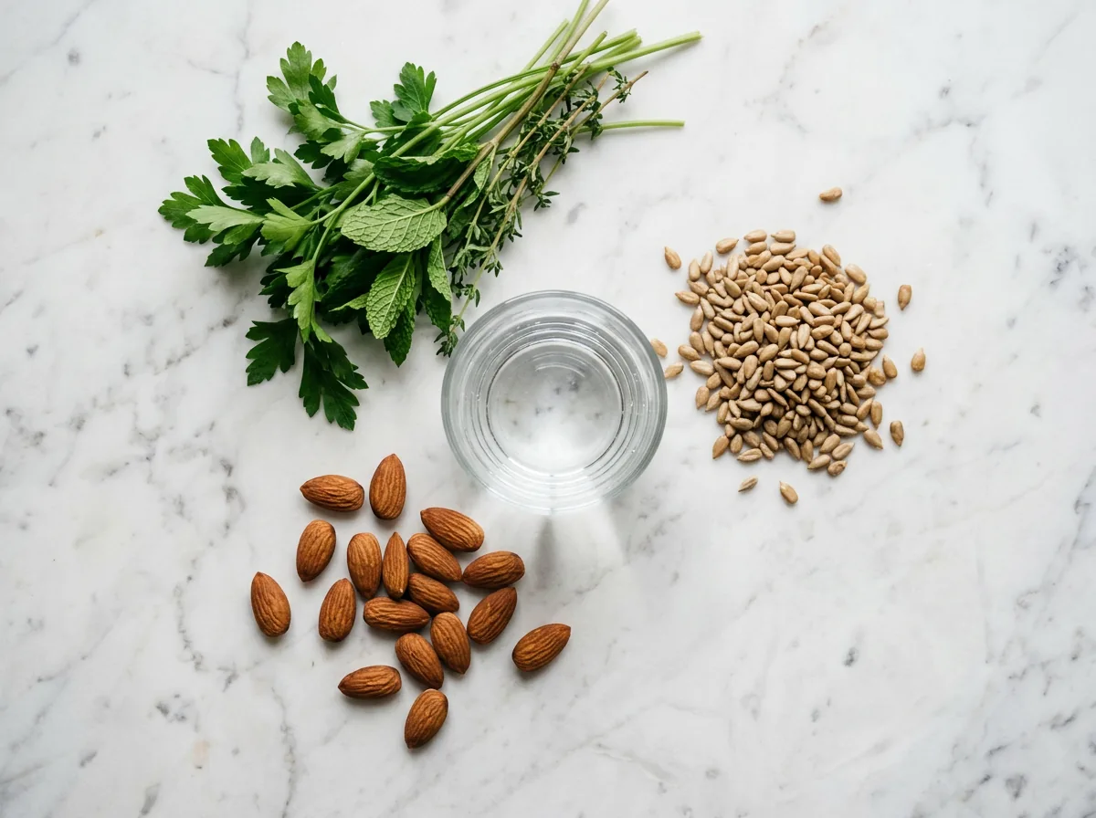 Magnesium zinc vitamin E men's health capsules - natural whole food sources: almonds, sunflower seeds, leafy herbs